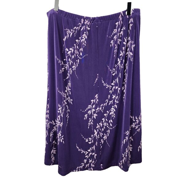Citiknits Dresses & Skirts - Citiknits Purple Floral Slinky Textured Midi Skirt Stretch Plus 2X Whimsygoth